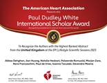 دریافت جایزه ی  The American Heart Association Paul Dudley White International Scholar Award 2023دکتر مرجان زارع